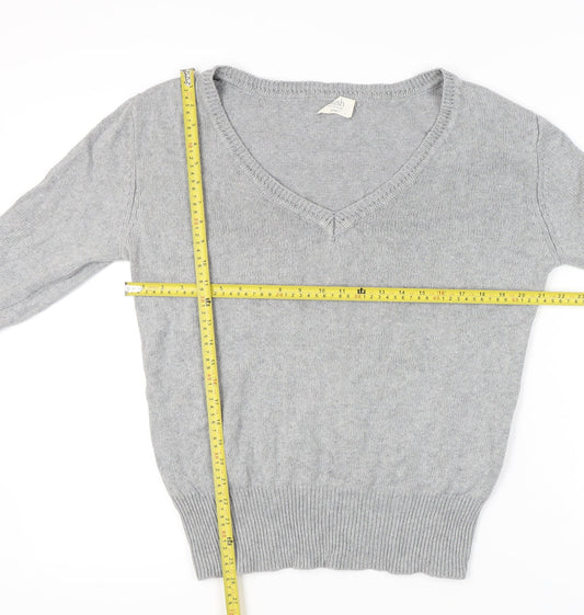 Hush Womens Grey V-Neck Pullover Jumper S