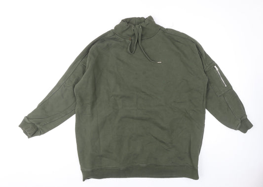 Additional front view of Next unisex adults green xl sweatshirt with drawstring