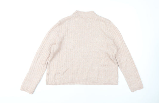 H&M Women's Beige M Pullover Jumper, Mock Neck