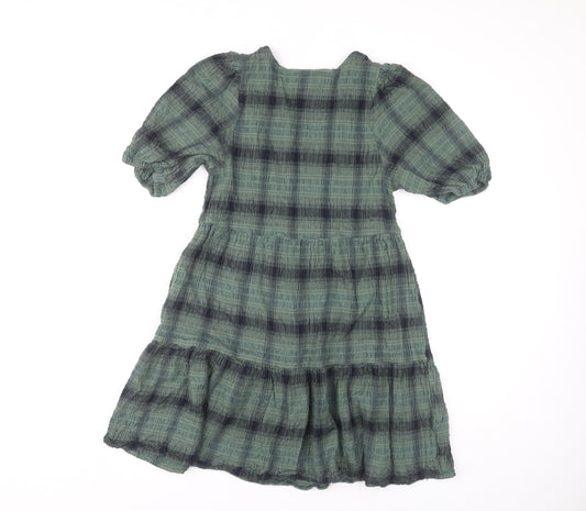 Primark Women's Green Check A-Line Dress, Size 12