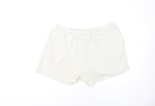 H&M Women White L Sweat Shorts, Relaxed Fit, Pockets