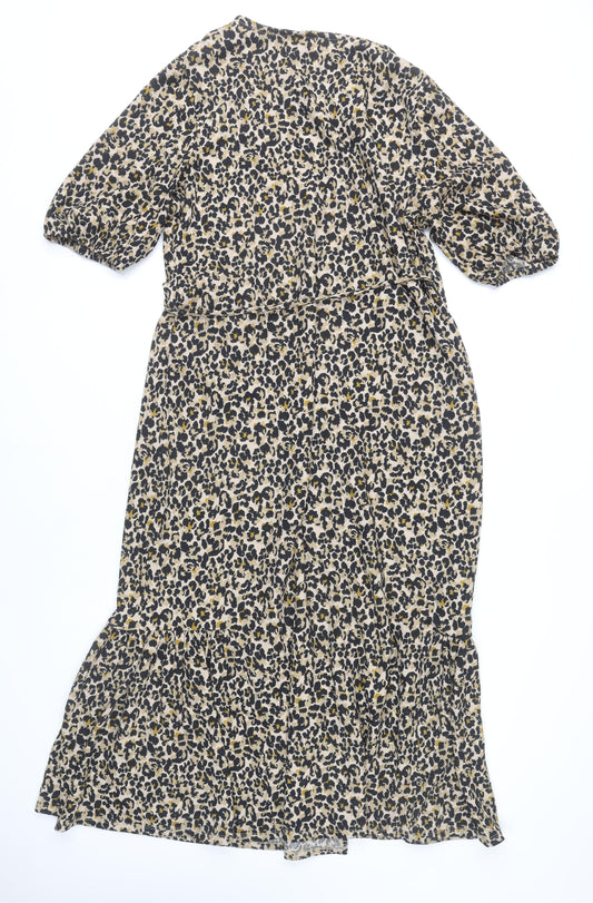 Next Women Multicoloured Animal Print Wrap Dress Size 14