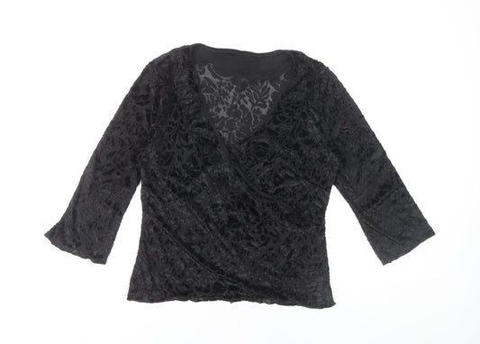 Womens UK Size 12 NEXT Black Wrap Blouse