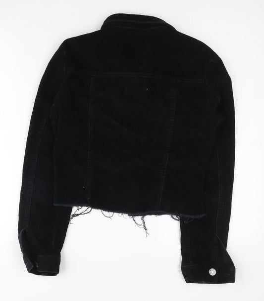 Denim Co. Women's Black Cropped Biker Jacket Size 12