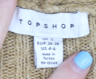 Womens UK Size 8 Topshop Beige Cardigan Jumper