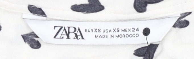 Womens UK Size XS Zara White Basic Button-Up