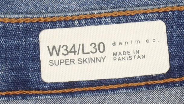 Denim Co Men's Blue Skinny Jeans Size 34