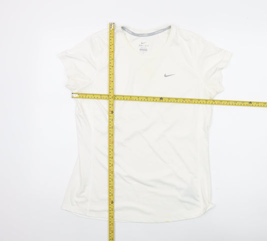 Nike Women's White Dri-FIT Running T-Shirt L