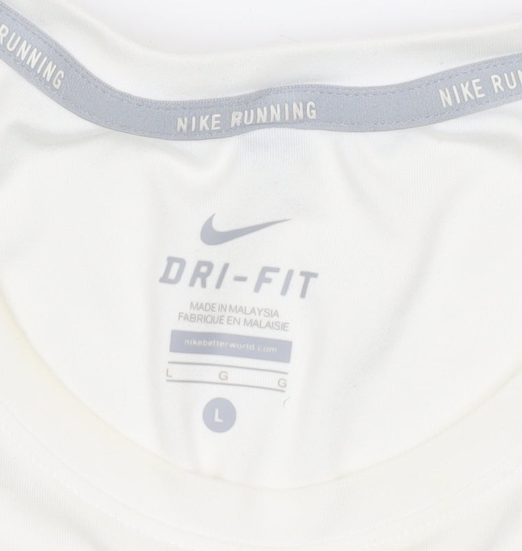 Nike Women's White Dri-FIT Running T-Shirt L