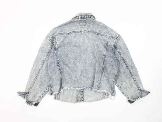 Denim Co. Women's Blue Distressed Crop Jacket Size 16
