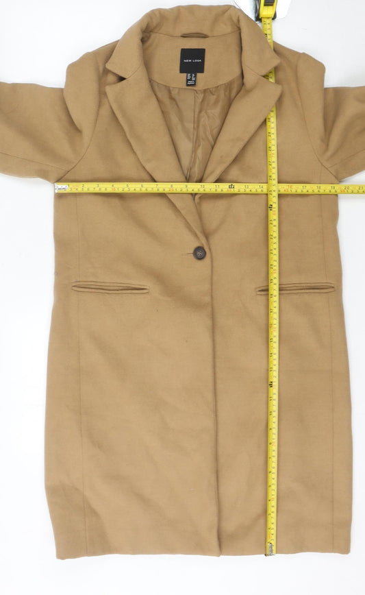 New Look Women's Beige Mid-Length Coat, Size 12, Classic Style