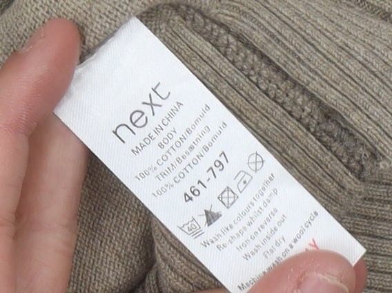 Next Men's Beige Long Sleeve Polo Shirt L