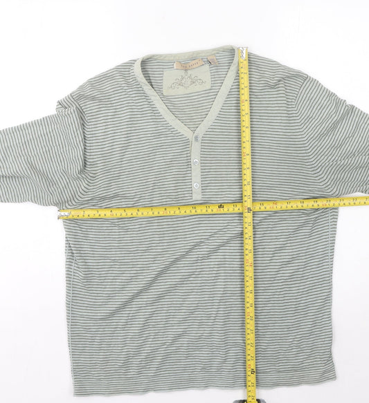 Ted Baker Men's Grey Striped Henley Jumper L