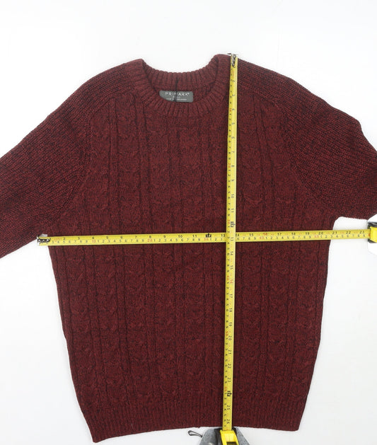 Primark Men’s Red Cable-Knit Pullover Jumper, Size S