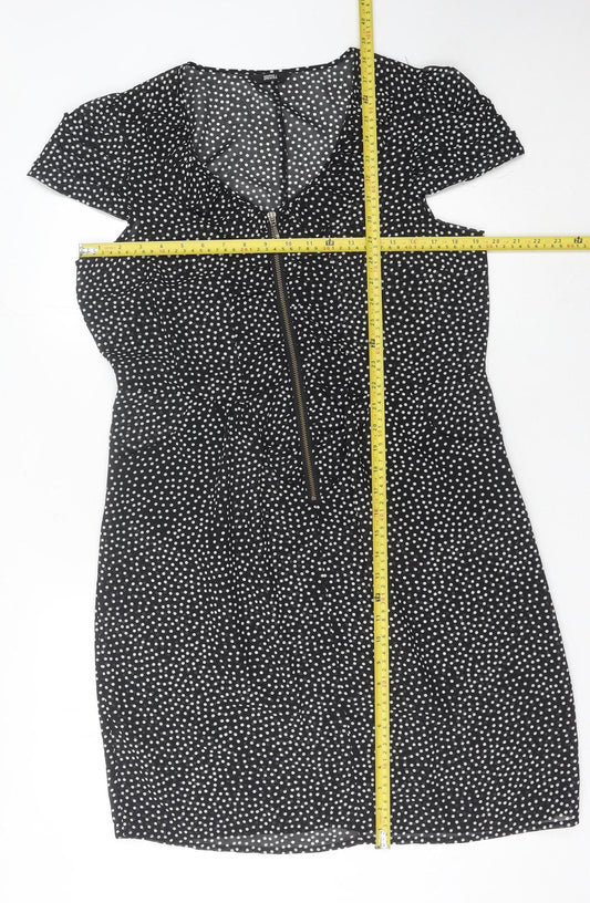 Marks and Spencer Women's Black Polka Dot Sheath Dress 14
