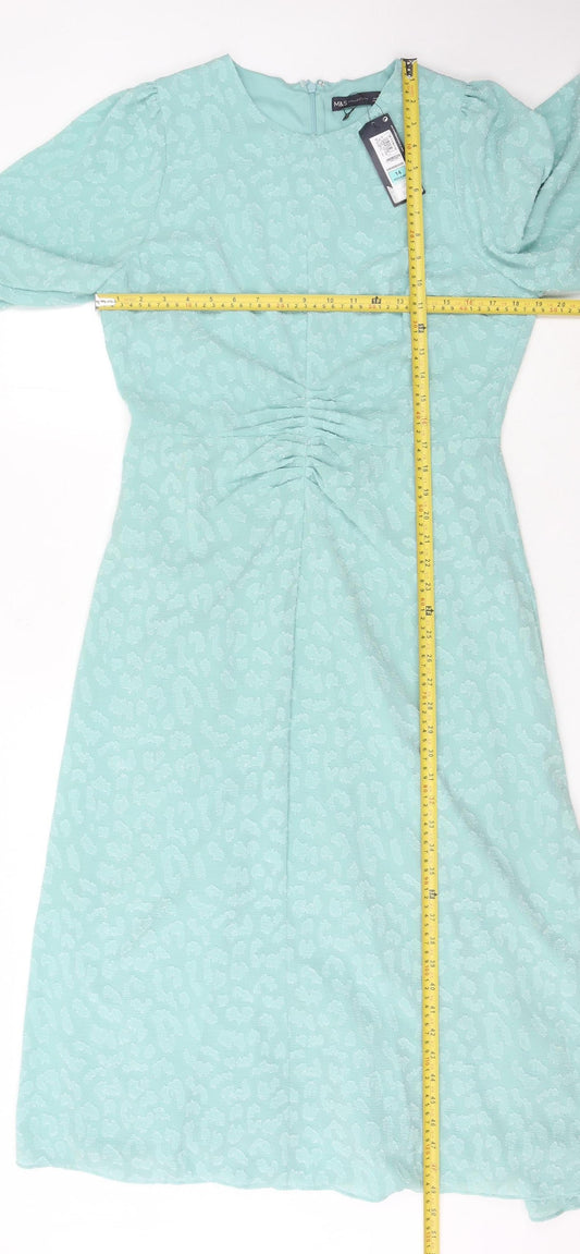 Marks and Spencer Midi Green Dress - Women's Size 14