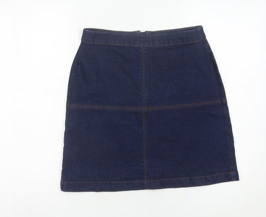 Additional front view of Matalan Women's Blue Denim Knee Length Pencil Skirt