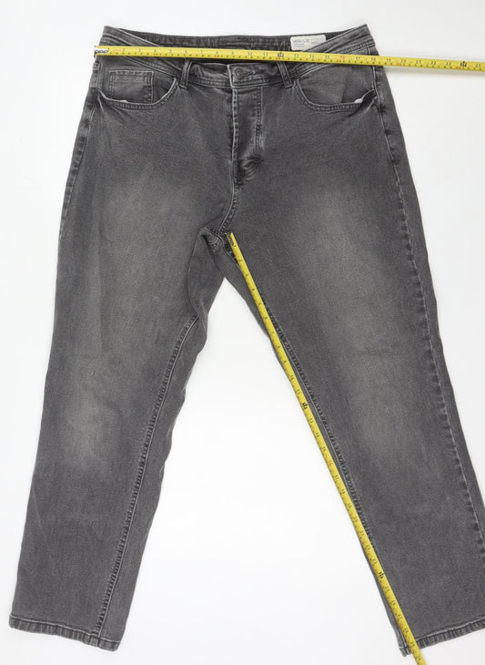 Mens UK Size 36 Denim Co. Regular Fit Straight Grey Jeans