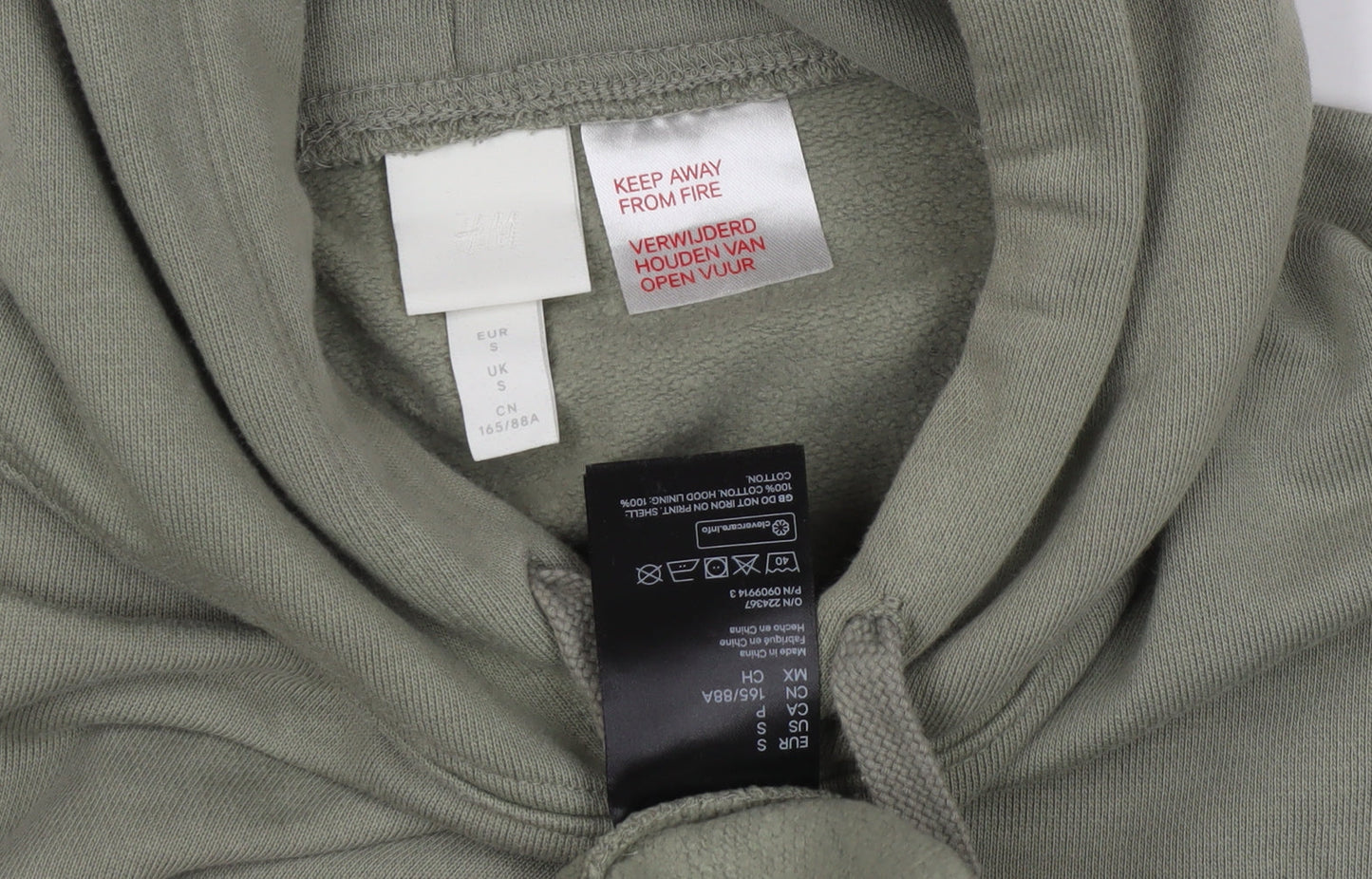 Mens UK Size S H&M Green Pullover Hoodie