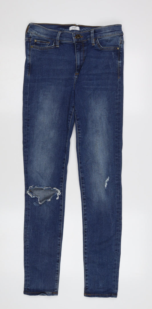 Womens UK Size 10 F&F Regular Fit Skinny Blue Jeans