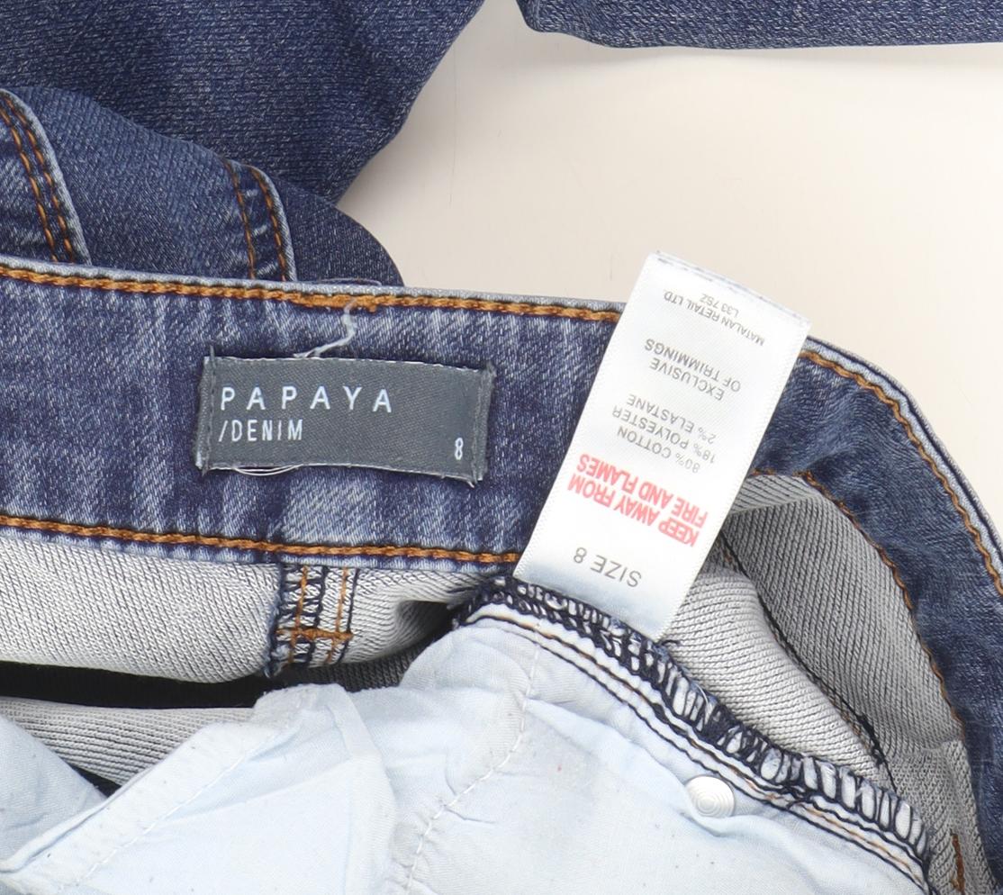 Womens UK Size 8 Papaya Regular Fit Straight Blue Jeans