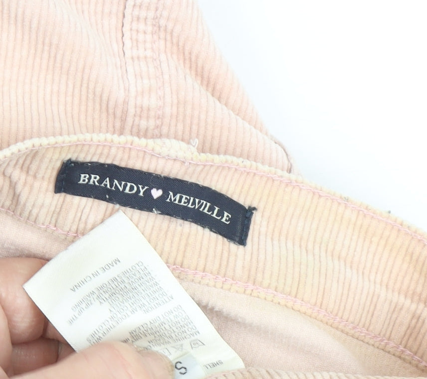 Brand and care label for Brandy Melville Women's Pink Corduroy A-Line Skirt