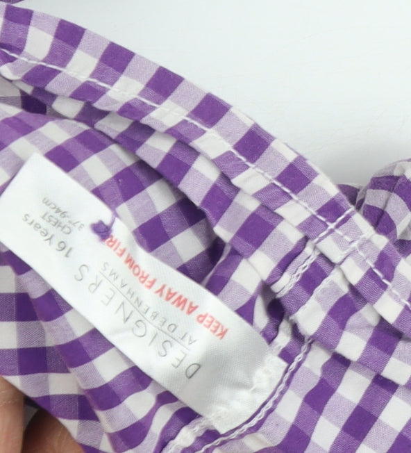Jasper J Conran Girls Purple Gingham Collared Long Sleeve Shirt
