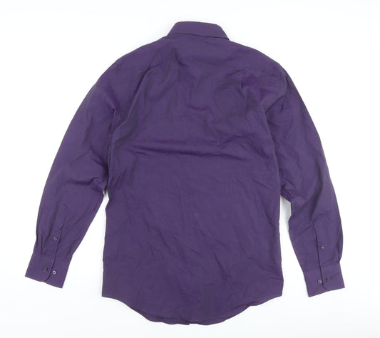 Thomas Nash Men's Purple Classic Fit Dress Shirt 37 cm