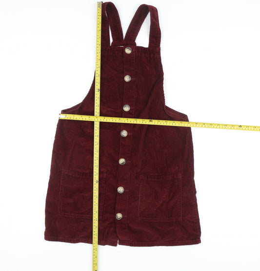 Denim Co. Women's Red Corduroy Pinafore Dress 12
