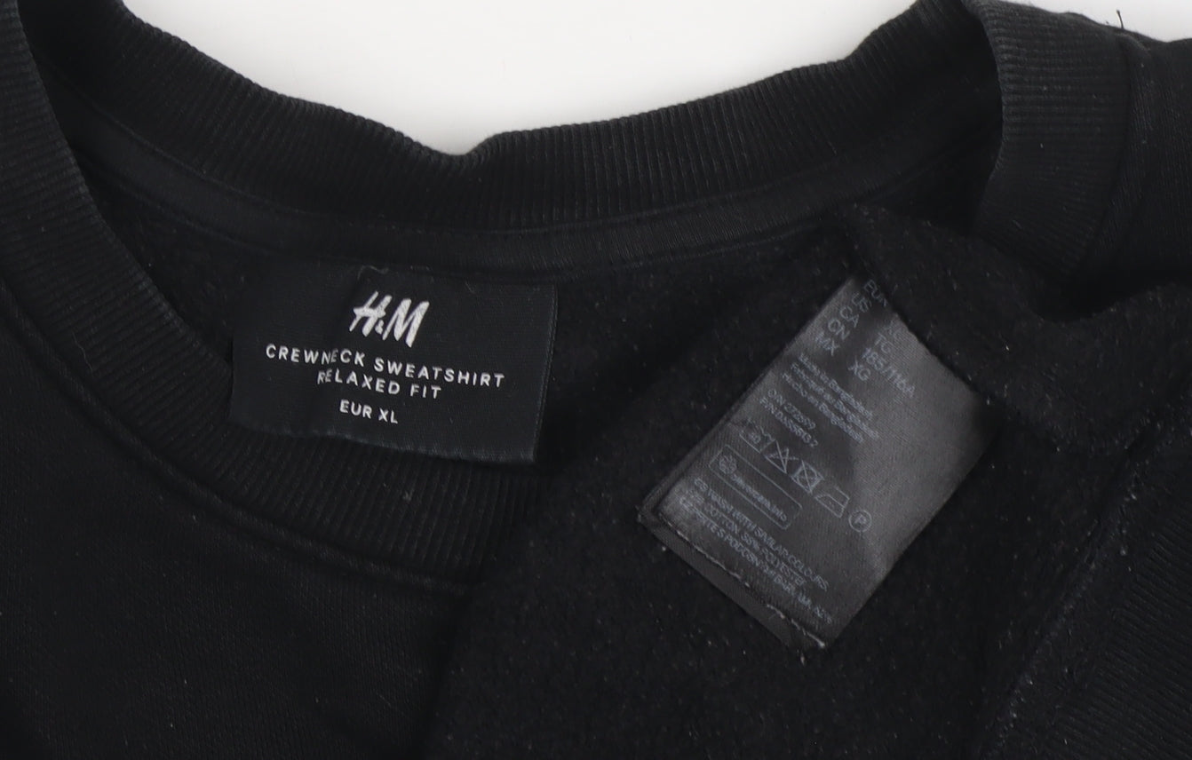 Mens UK Size XL H&M Black Pullover Sweatshirt
