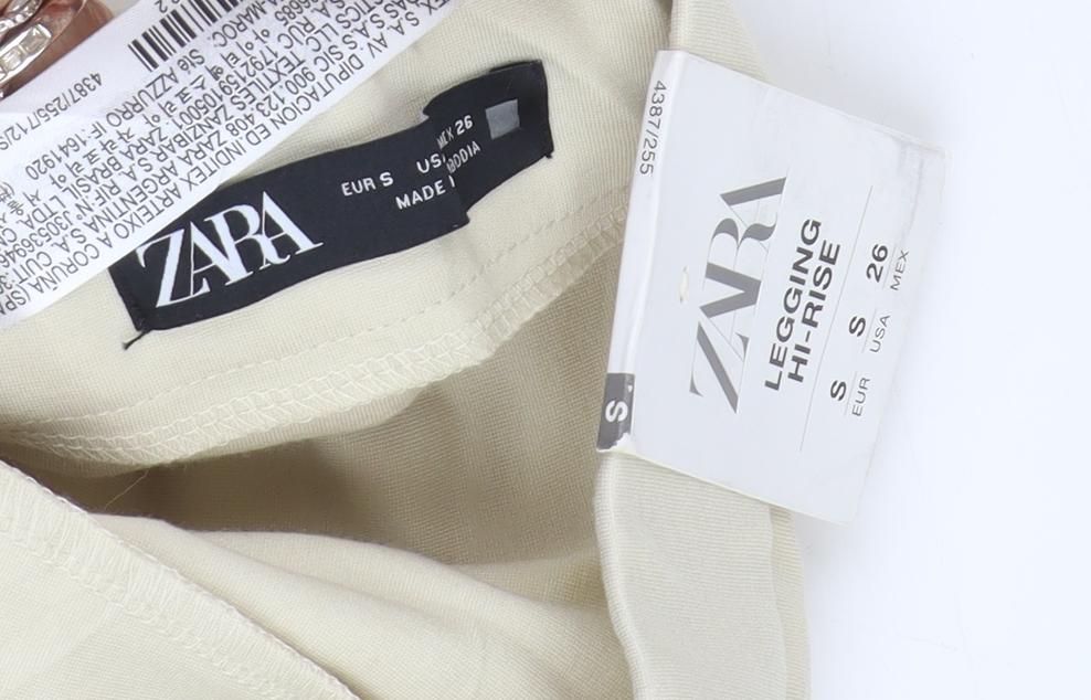 Womens UK Size S Zara Slim Fit Leggings Beige Trousers