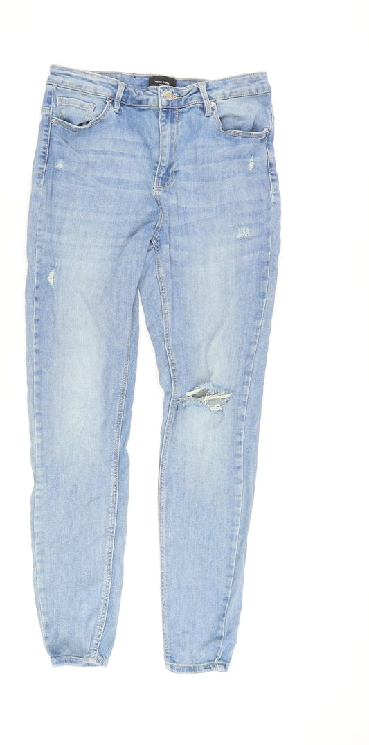 Womens UK Size M VERO MODA Relaxed Fit Boyfriend Blue Jeans