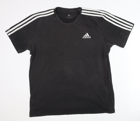 Additional front view of Adidas Men's Black L T-Shirt, Classic Style