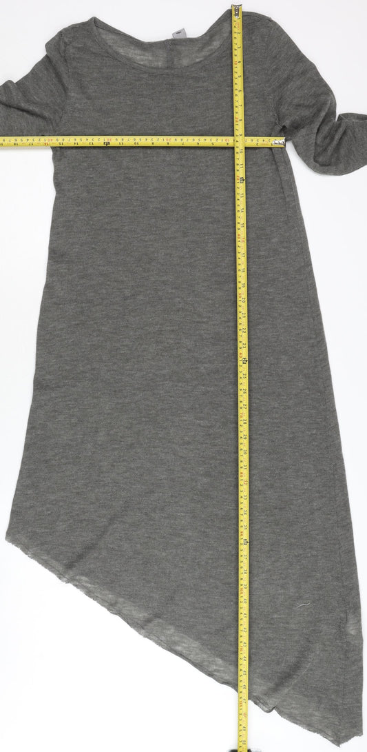 H&M Women's Grey Asymmetric Long Sleeve Dress S