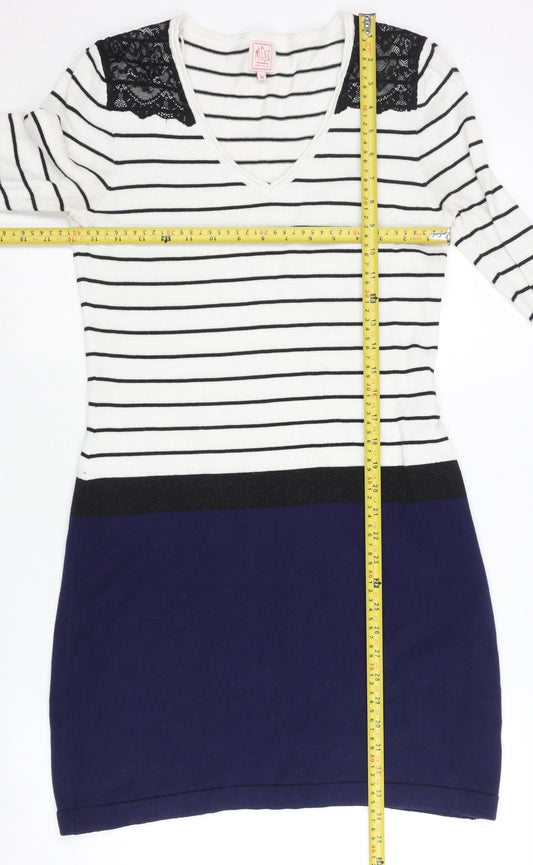 Miss Captain Women’s Multicoloured Stripe Knit Dress S