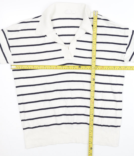 GAP Women's White Striped Pullover Jumper Size 12