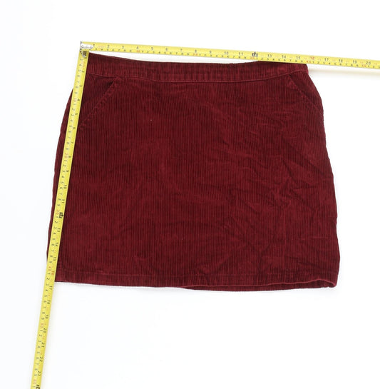 Dorothy Perkins Women's Red Corduroy Skirt Size 12