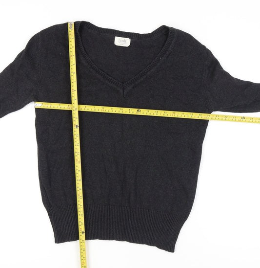 Hush Womens Black Pullover Jumper S V-Neck