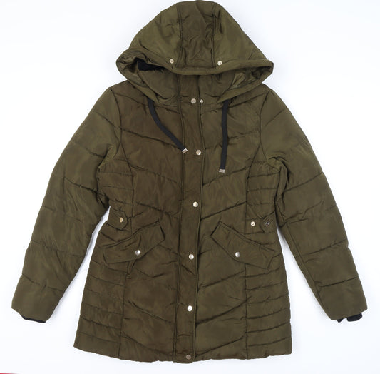 Womens UK Size 10 Nutmeg Green Puffer Jacket