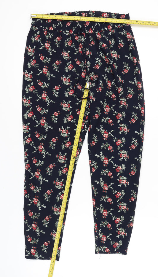 Womens UK Size 12 Peacocks Relaxed Fit Casual Multicoloured Trousers