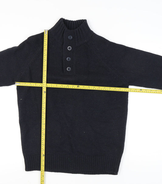 French Connection Men's Black Henley Jumper L