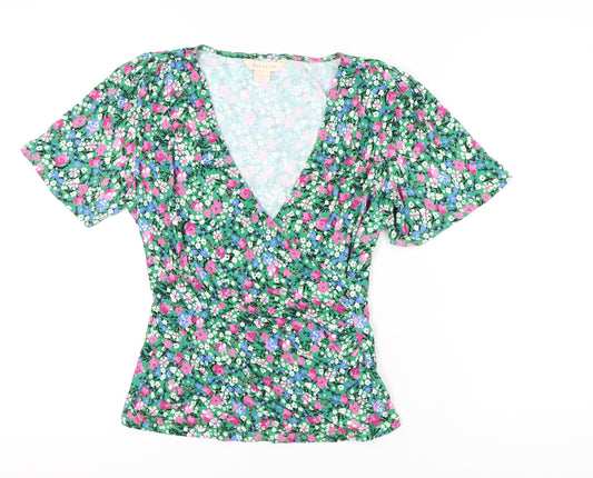 Womens UK Size 10 Mauvette Multicoloured Wrap Blouse