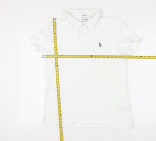 U.S. Polo Assn. Men's White Polo Shirt, Size L, Breathable