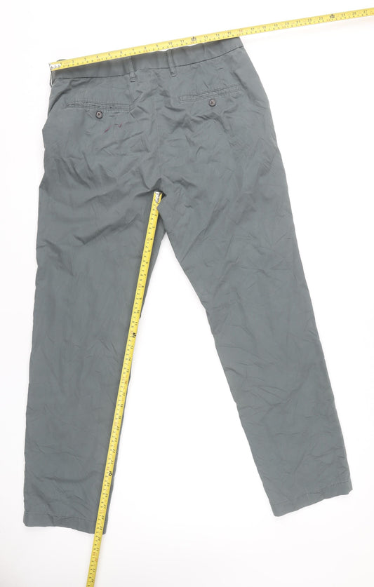 Marks and Spencer Men's Grey Chino Trousers Size 34 Regular