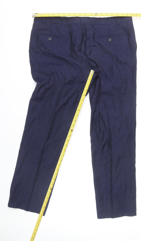 Marks and Spencer Men's Blue Wool Trousers 38