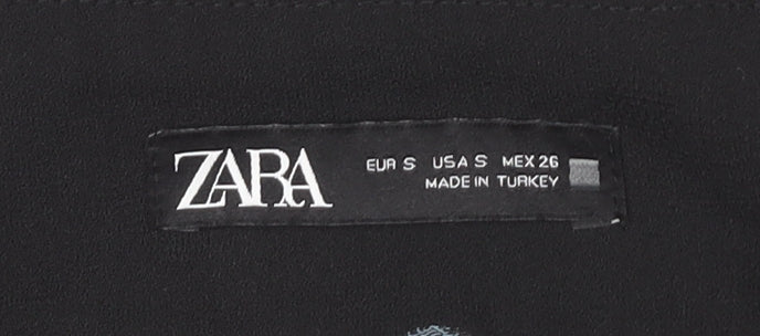 Womens UK Size 10 Zara Regular Fit Cropped Black Trousers