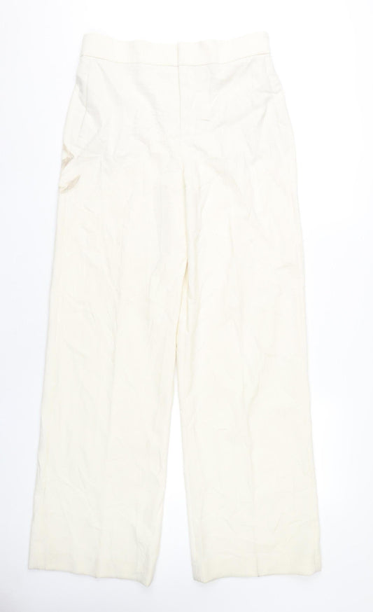 Womens UK Size 12 Zara Regular Fit Business Casual Ivory Trousers