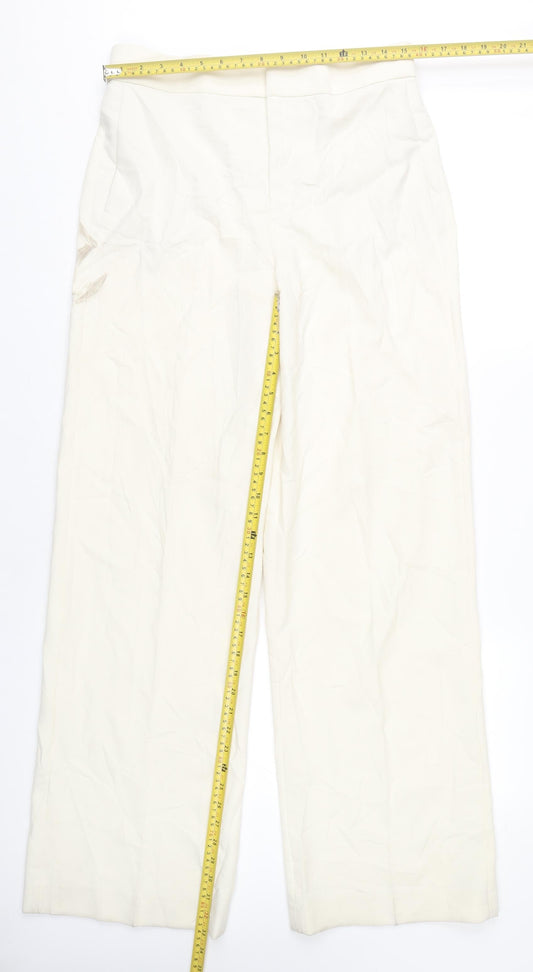 Womens UK Size 12 Zara Regular Fit Business Casual Ivory Trousers