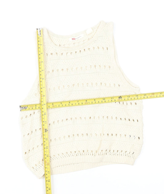 Levi's Women's White XS Knit Vest Casual Sleeveless