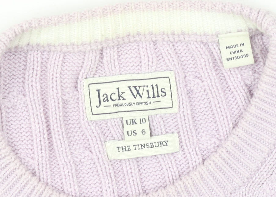 Jack Wills Purple Cable-Knit Women's Jumper Size 10